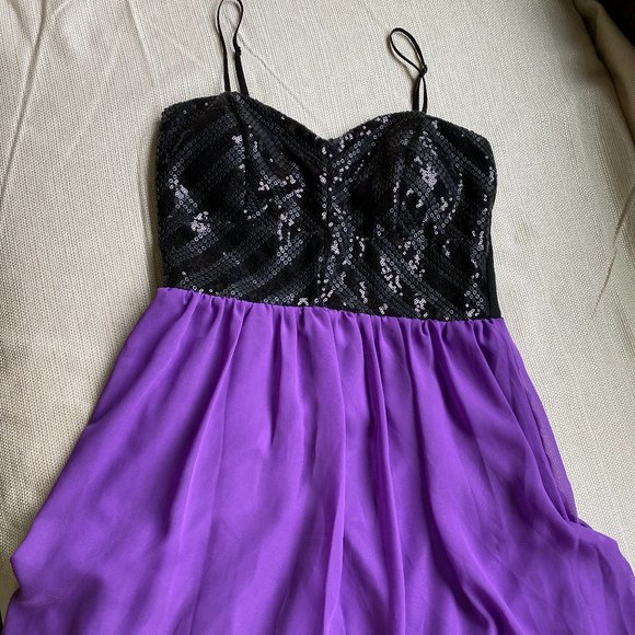 Shimmery Black & Purple High/Low Dress - Picture 1 of 2